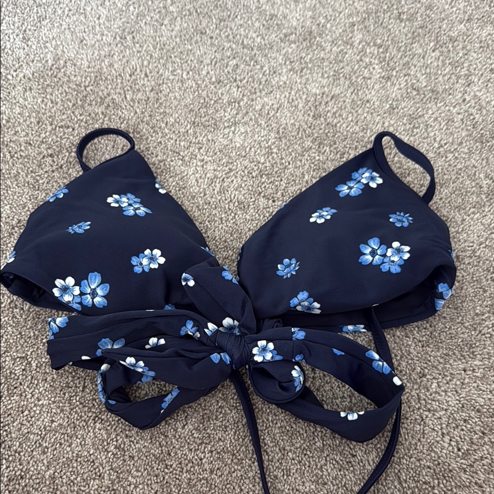Floral Blue Bikini Top